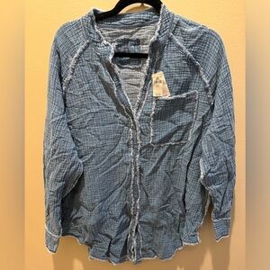 AERIE LIGHT WASH POOL-TO-PARTY COVER UP SHIRT *NWT*